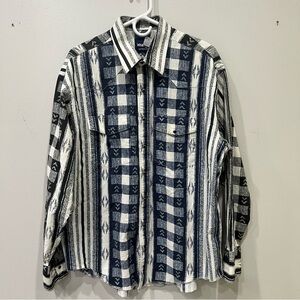 Wrangler Western Aztec Pear Snap Button Down Shirt Men’s Size XL